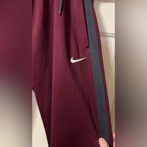 Nike Burgundy Pants with Charcoal Stripe